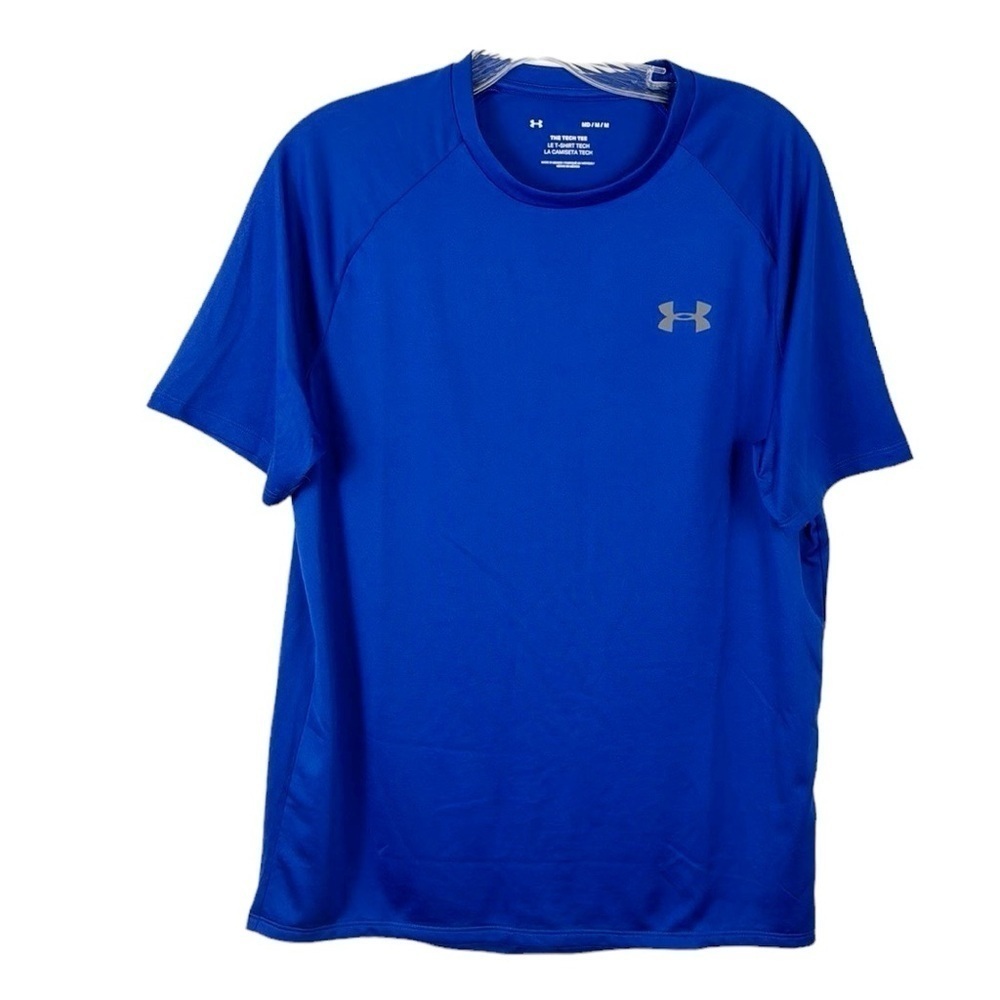 Under Armour Men's‎ M The Tech Tee Blue Short Sleeve Lightweight Performance EUC